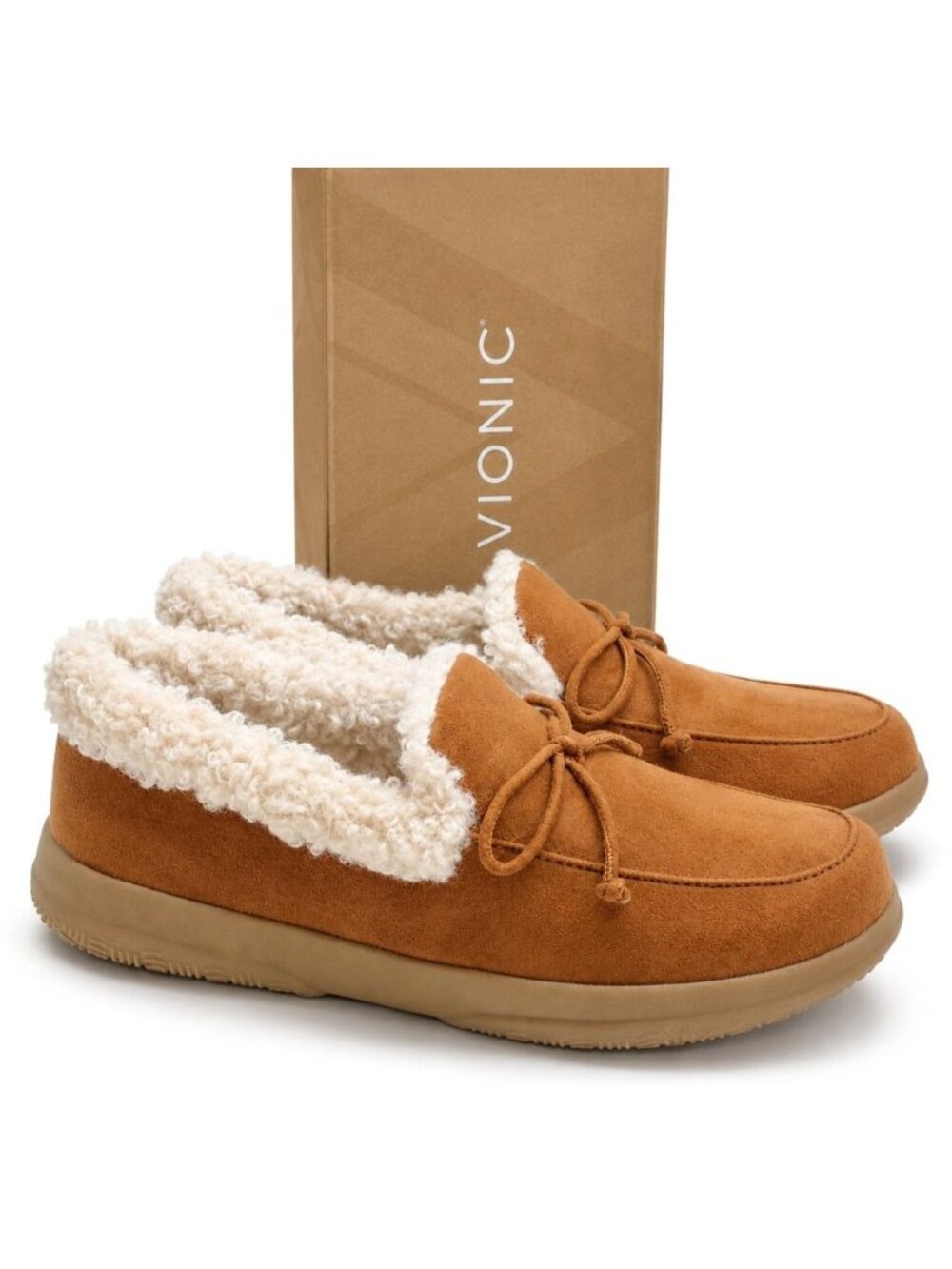 Vionic Claribel Shearling Tan Moccasin Slippers Womens 10 Orthotic Comfort - Picture 3 of 10